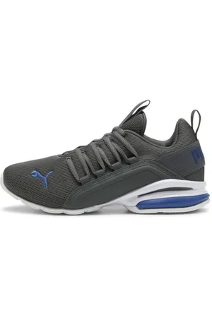 PUMA Axelion Mesh Sneakers Big Kids in Mineral Grey/Cobalt Glaze/White, Size 4.5