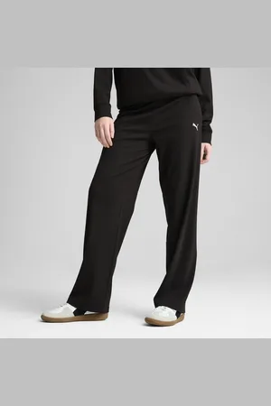 PUMA ESS ELEVATED High-Waist Straight Leg Rib Pants Women in Black, Size XS