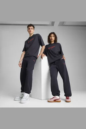 PUMA PREMIUM ESSENTIALS Relaxed Graphic Sweatpants in Blue, Size XL