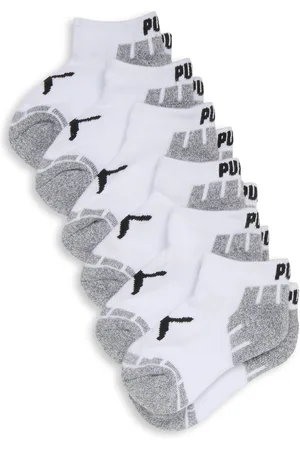 PUMA Big Kids Low Cut Socks [3 Pairs] in White, Size 5-6.5