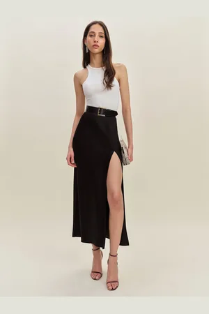 Reformation Layla Satin Skirt With Slit