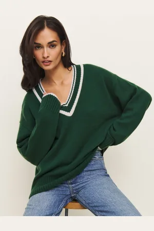 Reformation Jadey Cashmere Oversized V-neck Sweater