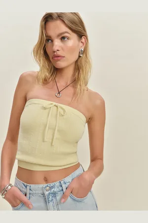 Reformation Zazie Cotton Strapless Sweater