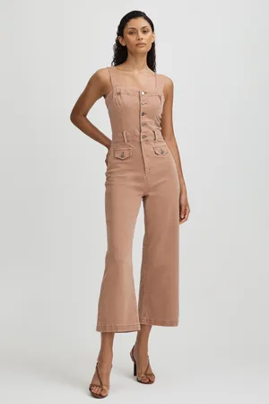 Paige Cropped Denim Wide Leg Jumpsuit