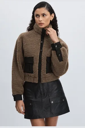 Paige Faux-shearling Press Stud Jacket