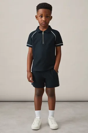 Reiss Lolland - Cotton Textured Half-zip Polo Shirt, 3 - 4 Years