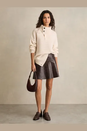 Reiss Charlie - Leather Flared Mini Skirt, US 0
