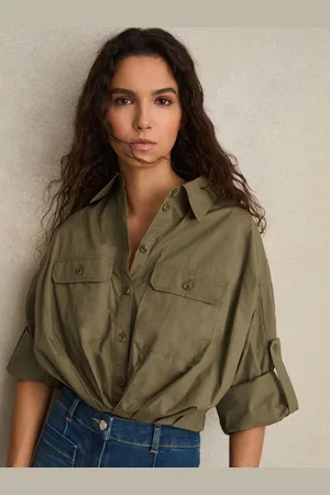 Reiss Thalia - Pleat-hem Cropped Shirt, US 0