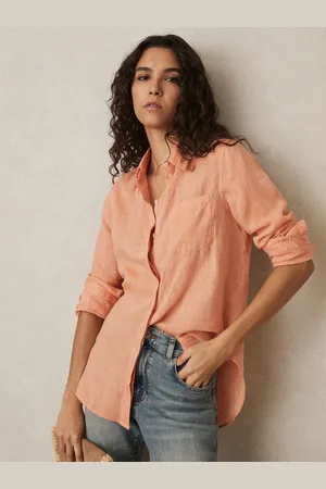 Reiss Belle - Linen Button-through Shirt, US 0