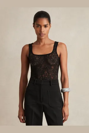 Reiss Tia - Floral Print Lace Bodysuit, US 0