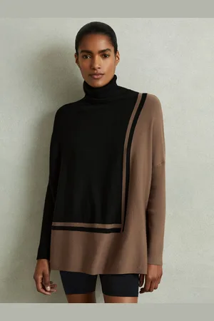 Reiss Sophia - Colourblock Roll Neck Split Hem Jumper, L