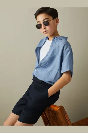 Reiss Holiday - 3-9 yrs Short Sleeve Linen Shirt, 3 - 4 Years