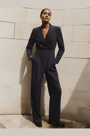 Reiss Rhoda - Pinstripe Tailored Wide-leg Jumpsuit With Wool, US 0