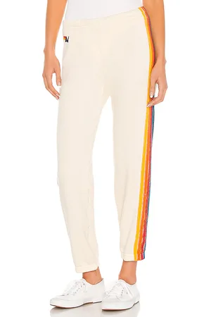 AVIATOR NATION 5 Stripe Sweatpant in Ivory. - size L (also in M, S, XL, XS)