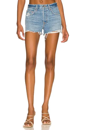 GRLFRND Helena High Rise Cut Off Short in Denim-Medium. - size 23 (also in 28, 29, 30, 31, 32)