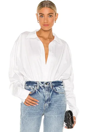 Norma Kamali Oversized Boyfriend Shirt Bodysuit in . - size L (also in M, S, XL, XS)