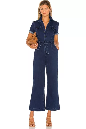 Paige Anessa Short Sleeve Jumpsuit in Blue.