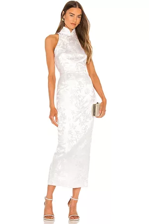 Sau Lee Women Pencil Dresses - Jill Chinese Jacquard Pencil Dress in Ivory.
