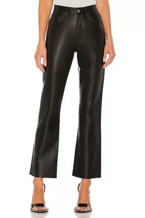 AGOLDE Recycled Leather Relaxed Boot Pant in Black.