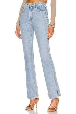 GRLFRND Harlow High Rise Boot Slit in Denim-Light. - size 23 (also in 25)