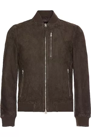 ALLSAINTS Kemble Suede Bomber in Grey.
