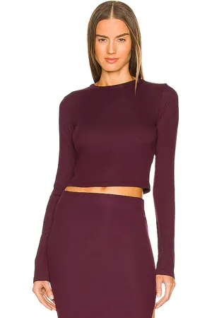 Cotton Citizen The Verona Crop Shirt in Wine. - size L (also in M, S, XS)