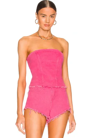superdown Domonique Strapless Denim Top in Fuchsia. - size XS (also in XXS)