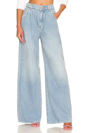 GRLFRND Chloe High Rise Pleated Wide Leg in Denim-Light. - size 28 (also in 31)