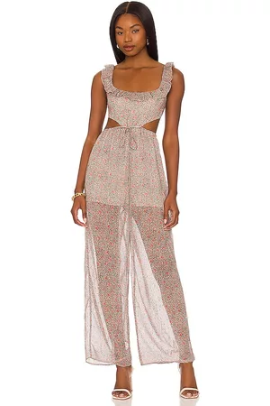 Tularosa Tatum Jumpsuit in Julian Floral in Taupe.