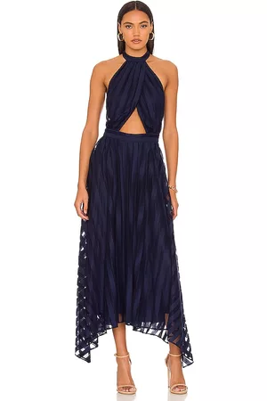 AMUR Leonie Halter Dress in Navy.