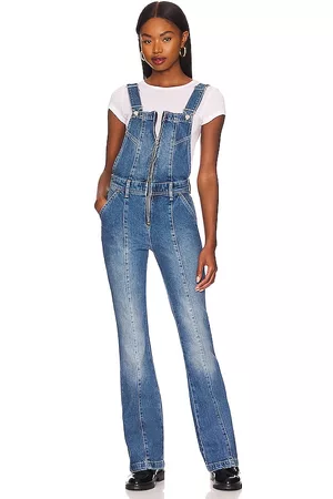 Free People Camilla Slim Boot Overall in Blue.