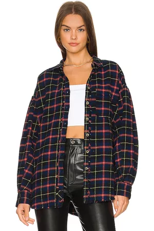 Free People Happy Hour Plaid in Navy.