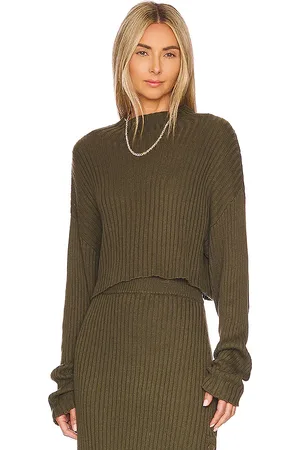 Bobi Cropped Pullover in Olive. - size L (also in M, S)