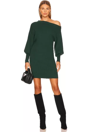 LINE & DOT Emma Sweater Dress in Dark Green.
