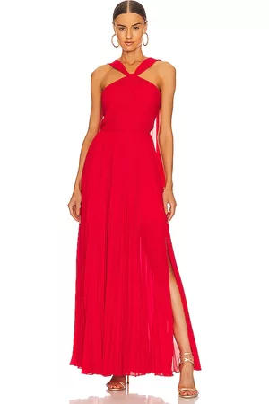 AMUR Peri Pleated Gown in Red.
