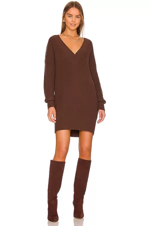 525 America Varsity Sweater Dress in Brown.