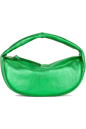 Mini Vlogo Signature Grainy Calfskin Hobo Bag for Woman in Gea Green