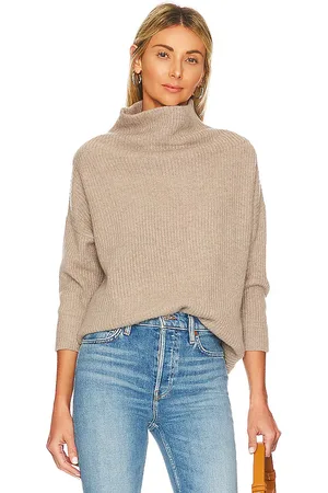 AUTUMN CASHMERE Funnel Neck Sweater in Taupe. - size L (also in XL)
