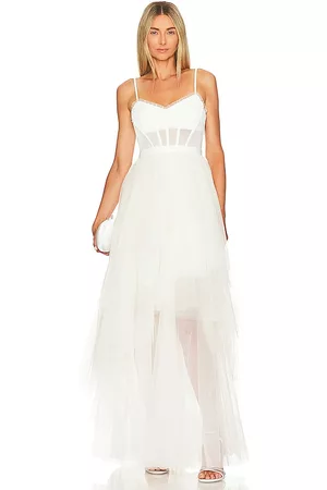 BCBG Max Azria Corset Tulle Gown in Ivory.