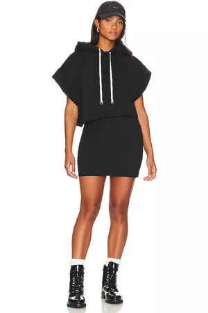 SHOREDITCH SKI CLUB Skye Soft Touch 2In1 Hoodie Dress in Black.