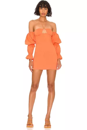 MORE TO COME Maxine Off Shoulder Dress in Orange.