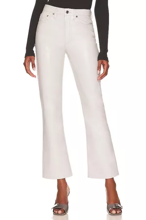 AGOLDE Women Leather Pants - Recycled Leather Relaxed Boot in White.