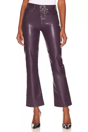 AGOLDE Women Leather Pants - Recycled Leather Relaxed Boot in Purple.