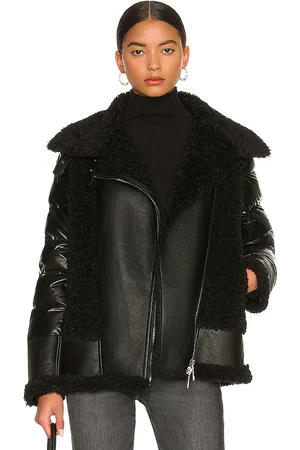 JOCELYN Faux Sherpa Moto Jacket in . - size L (also in M, XS)
