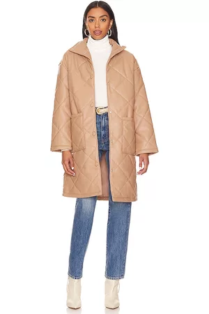Lovers And Friends Giselle Faux Leather Coat in Nude.