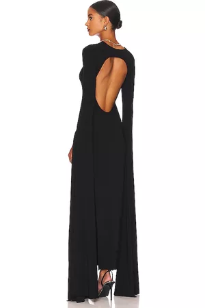 Norma Kamali Ribbon Sleeve Gown in Black.