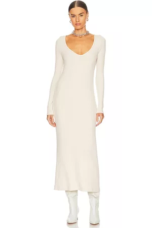ENZA COSTA V-neck Sweater Dress in Ivory.