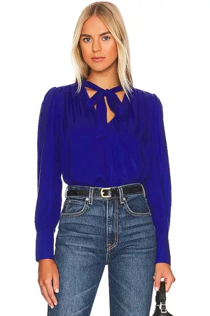 Bella Dahl Women Long sleeved Shirts - Long Sleeve Tie Top in Blue.