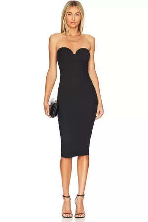 MORE TO COME Women Strapless Dresses - Sophia Strapless Midi Dress in Black.