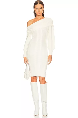 Michael Costello X REVOLVE Celestia Off Shoulder Cable Dress in Ivory.